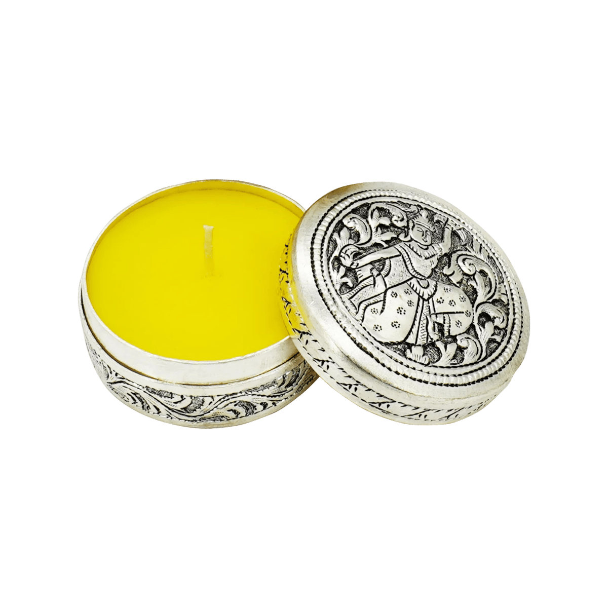 Candle in round silver box — image 1